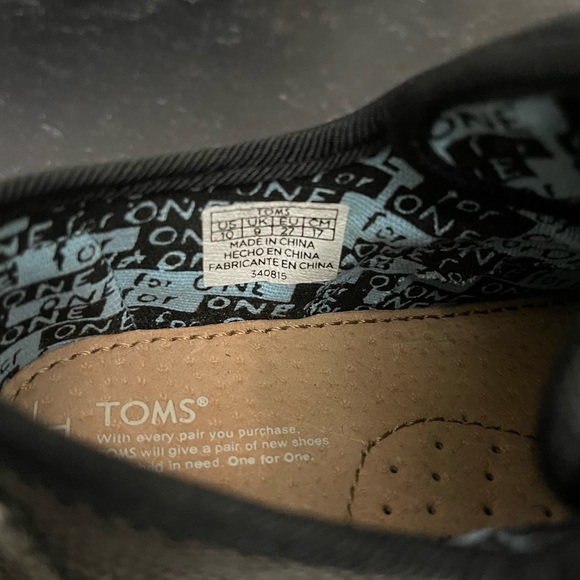 Toms toddler slip on no lace sneaker shoe sz 10 NWOB Black Grey - Picture 6 of 6